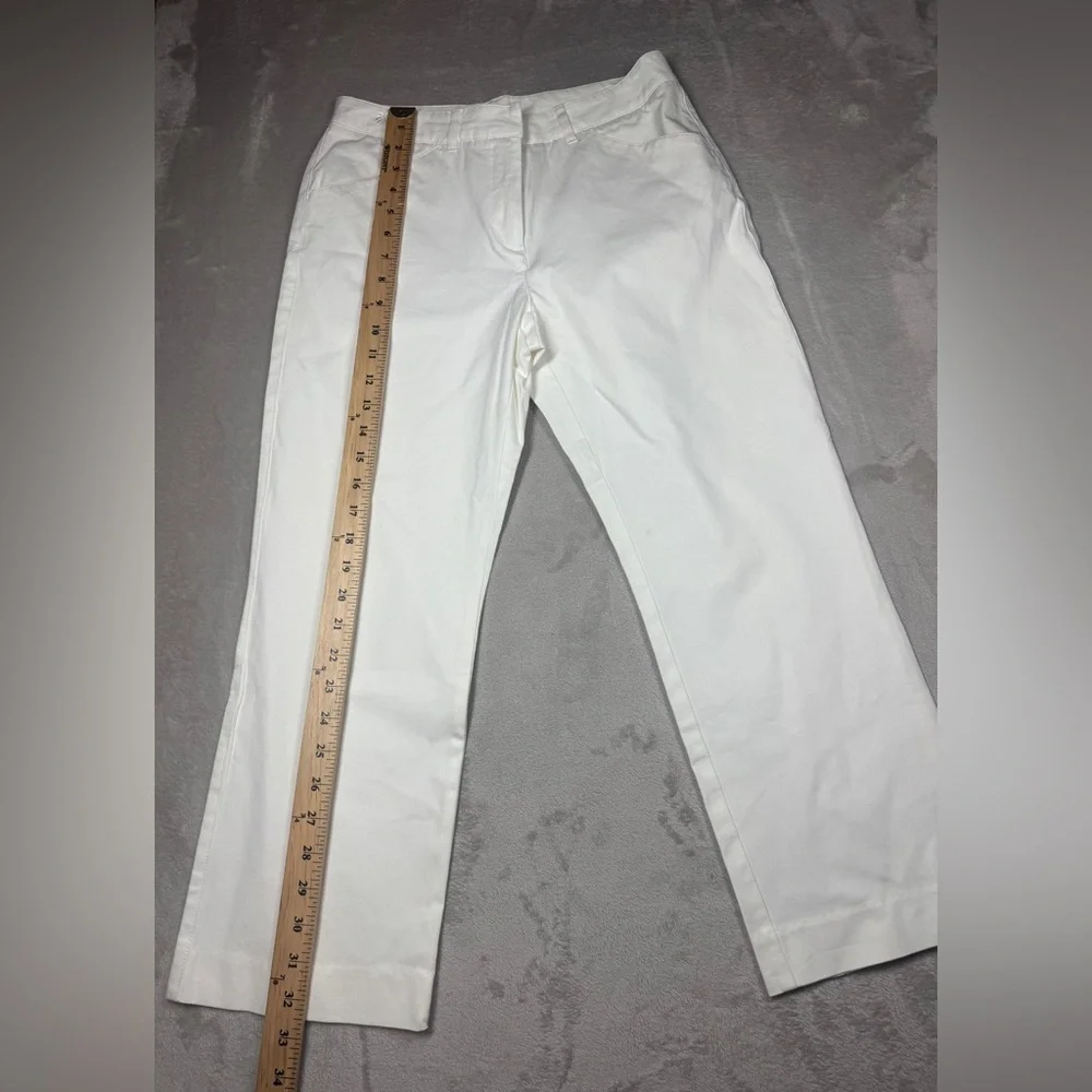 Vintage Lily Pulitzer White Cotton Blend Cropped Straight Leg Chino Pants Size 4